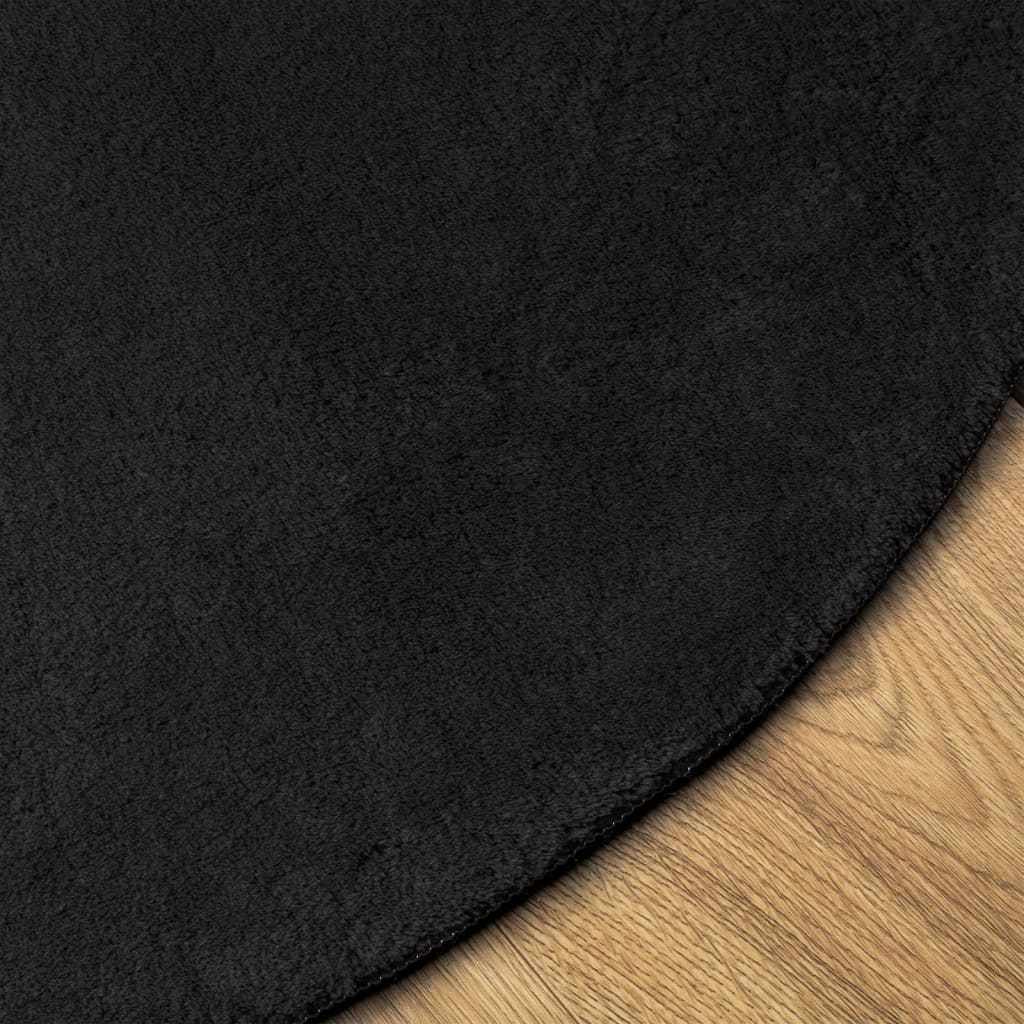 HUARTE Short Pile Soft Washable Carpet Black Ø 80 cm