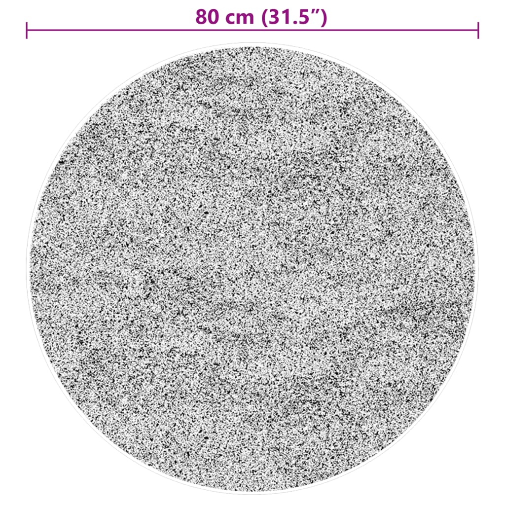 HUARTE Short Pile Soft Washable Carpet Black Ø 80 cm