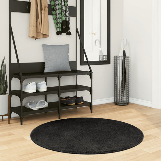 Tapis HUARTE Poils courts Doux et lavable Noir Ø 100 cm