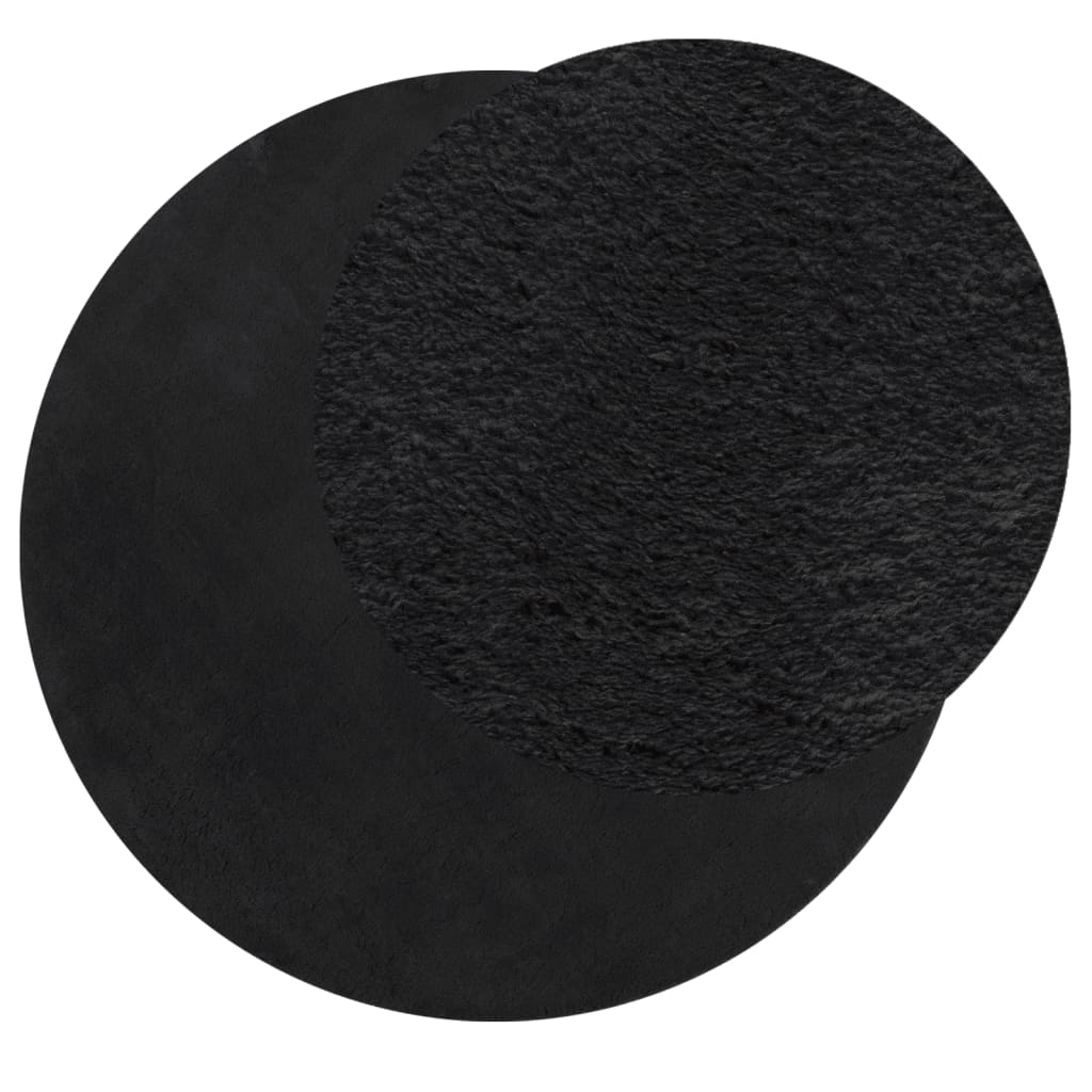 Rug HUARTE Low Pile Soft and Washable Black Ø 160 cm