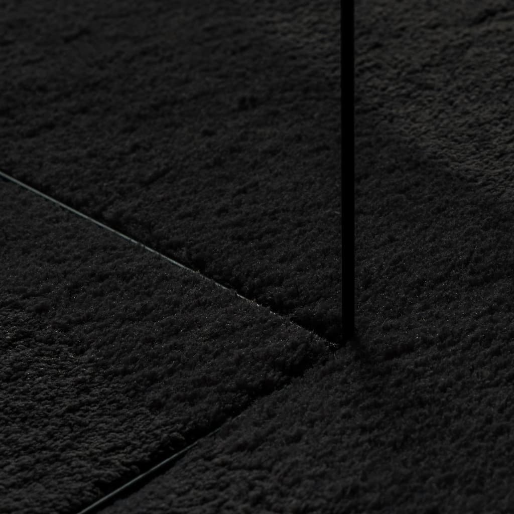 Rug HUARTE Low Pile Soft and Washable Black Ø 160 cm