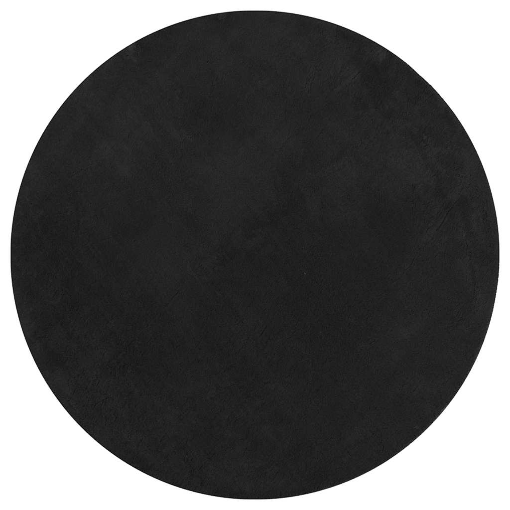 Teppich HUARTE Kurzflor Weich und Waschbar Schwarz Ø 200 cm