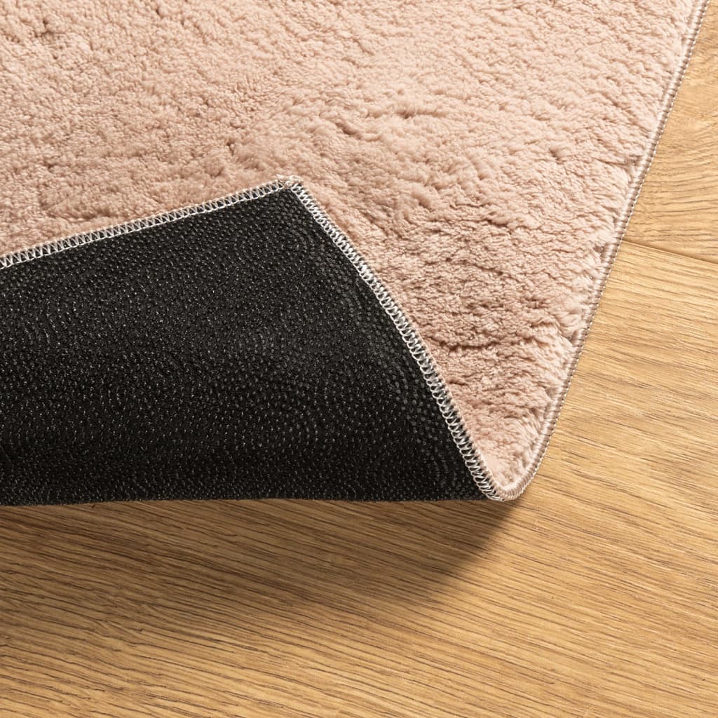 HUARTE Low Pile Rug, Soft and Washable, Pale Pink, 80x250 cm