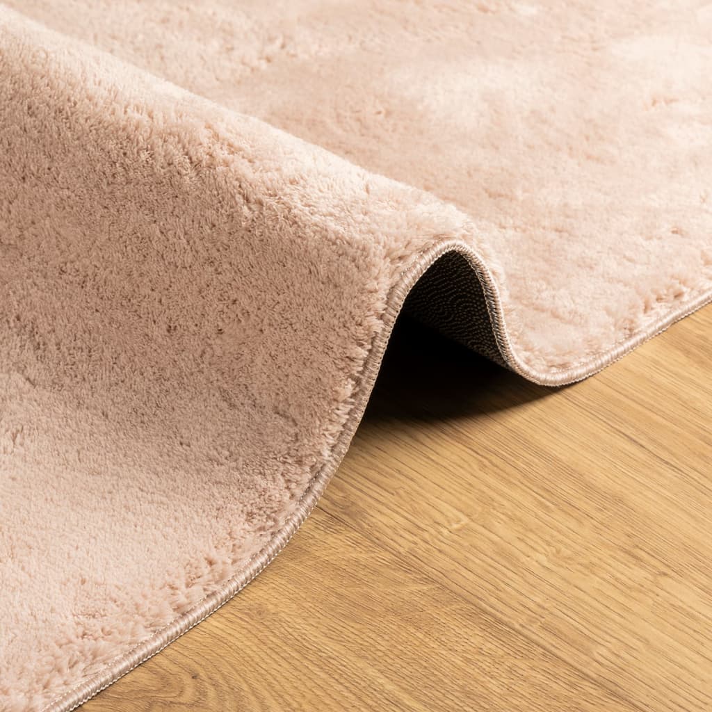 HUARTE Low Pile Rug, Soft and Washable, Pale Pink, 80x250 cm
