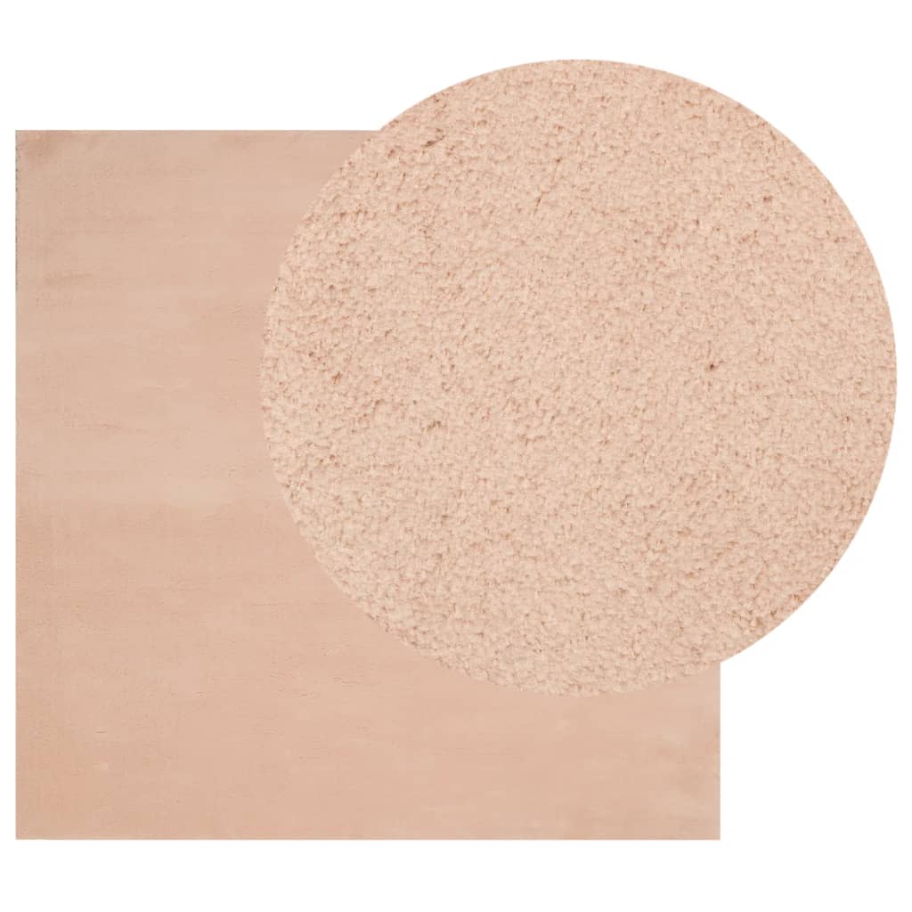 HUARTE Low Pile Rug Soft and Washable Pale Pink 160x160 cm