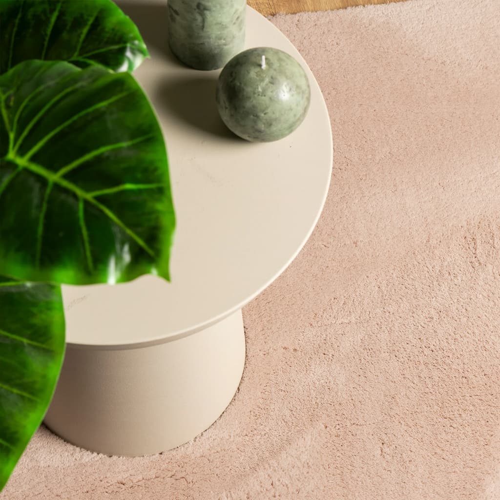 HUARTE Low Pile Rug Soft and Washable Pale Pink 160x160 cm