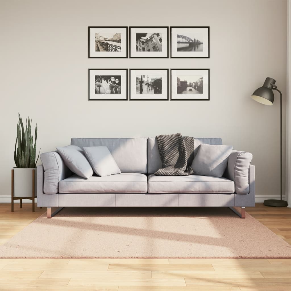 HUARTE Low Pile Rug Soft and Washable Pale Pink 160x160 cm