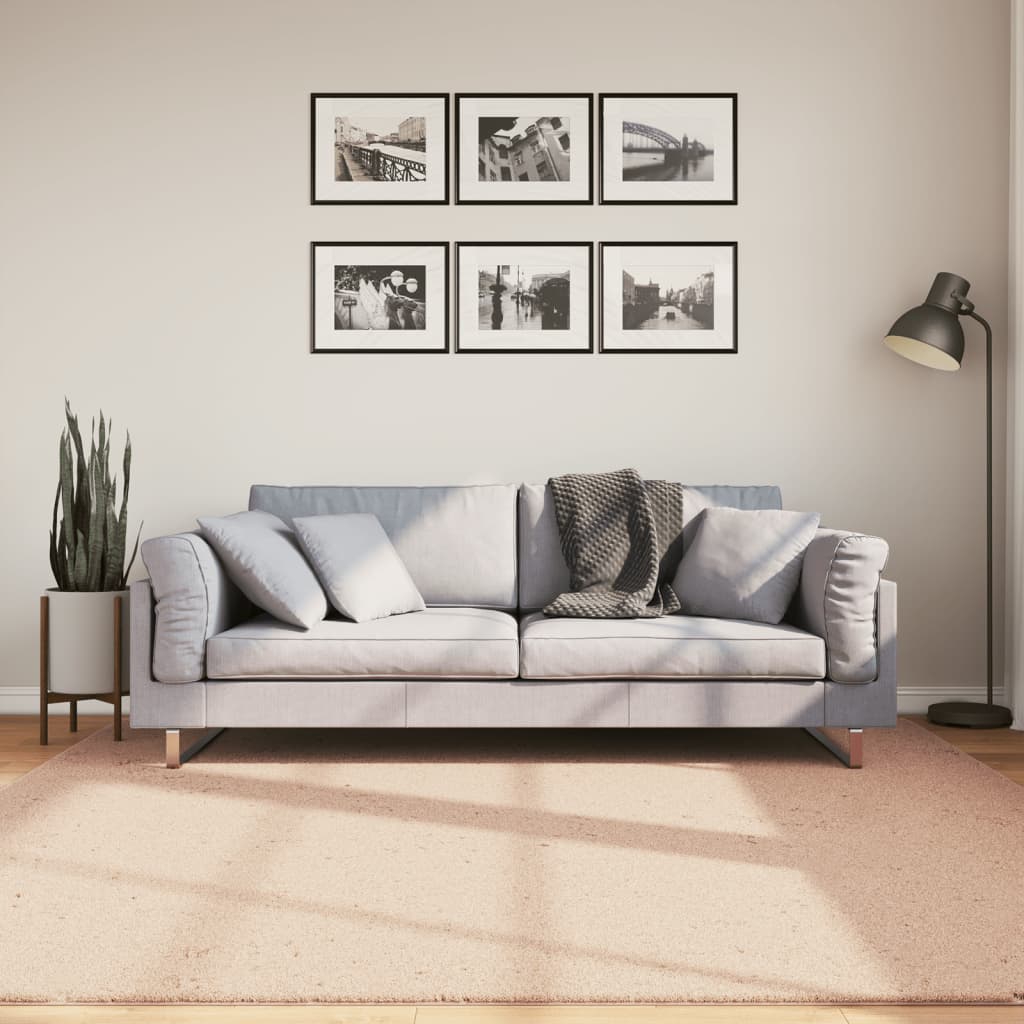 Teppich HUARTE Kurzflor Weich und Waschbar Blassrosa 200x200 cm
