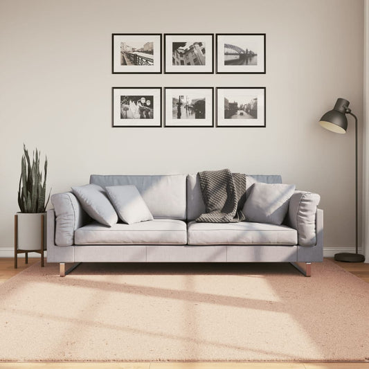 Tapis HUARTE Poils Ras Doux et Lavable Rose Pâle 200x200 cm