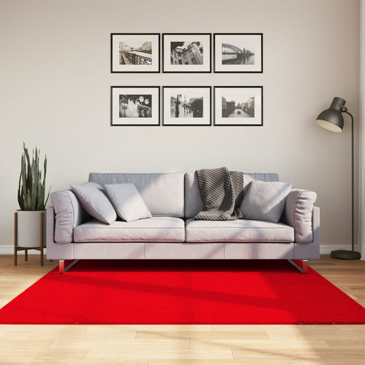 Rug HUARTE Low Pile Soft and Washable Red 160x160 cm