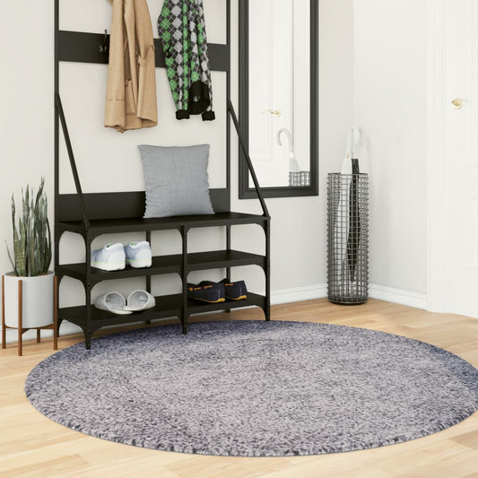 Tapis Shaggy Poils Longs Moderne Bleu Ø 200 cm