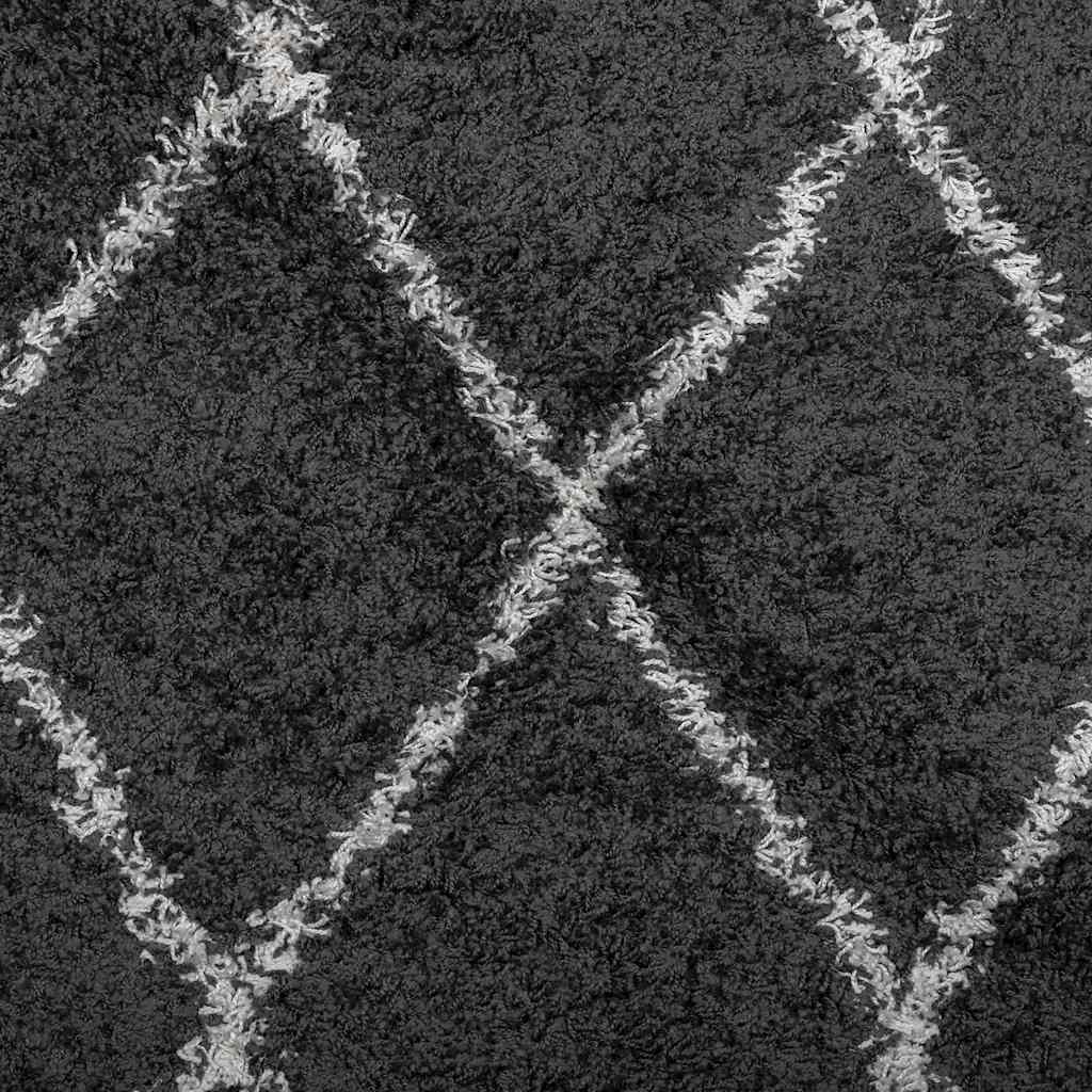 Shaggy-Teppich PAMPLONA Hochflor Modern Schwarz Creme 140x200cm