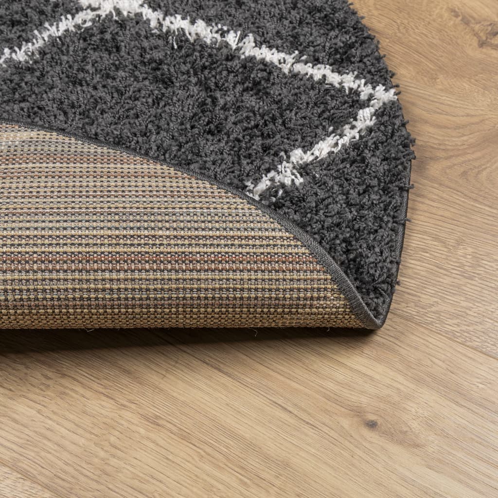 Shaggy Rug PAMPLONA High Pile Modern Black Cream Ø 280 cm