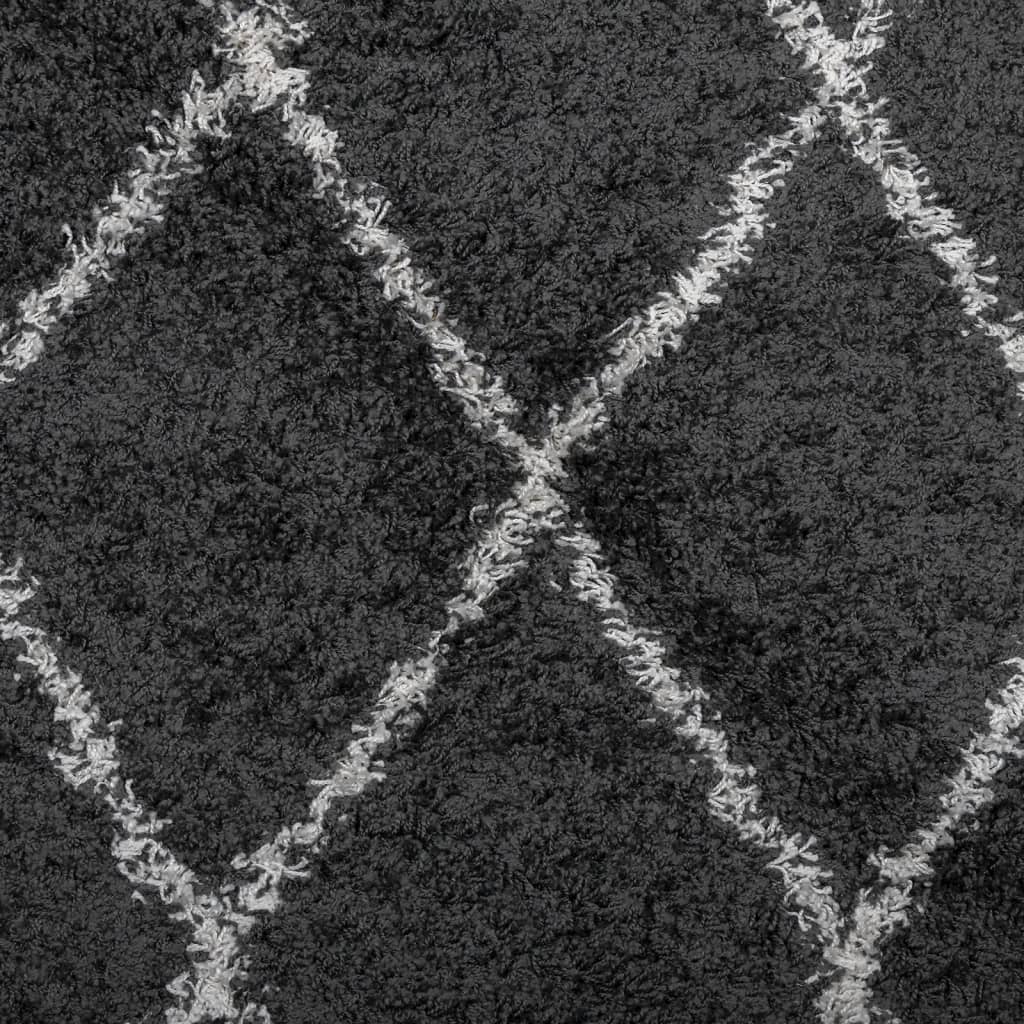 Shaggy Rug PAMPLONA High Pile Modern Black Cream Ø 280 cm