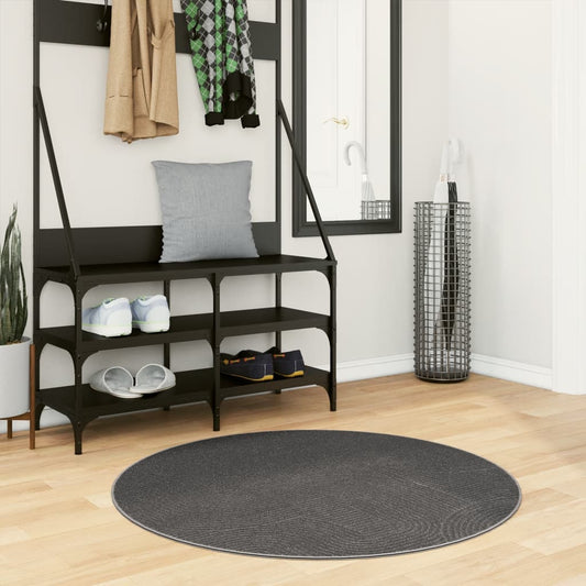 IZA Low Pile Rug Scandinavian Style Anthracite Ø 100 cm