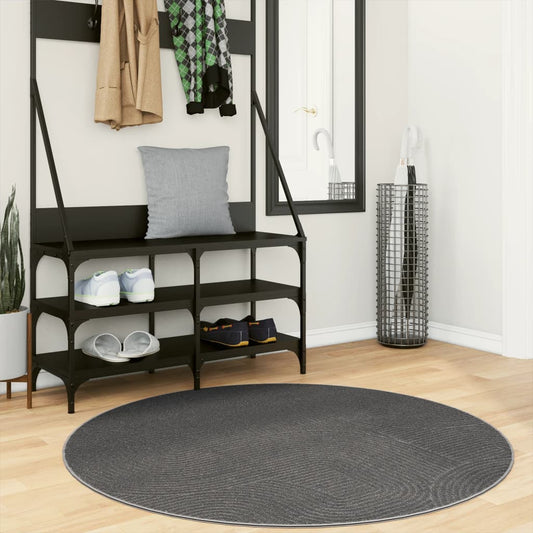 Rug IZA Short Pile Scandi-Style Anthracite Ø 120 cm
