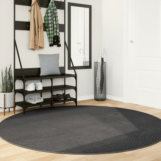 IZA Short-Pile Rug Scandi Style Anthracite Ø 200 cm