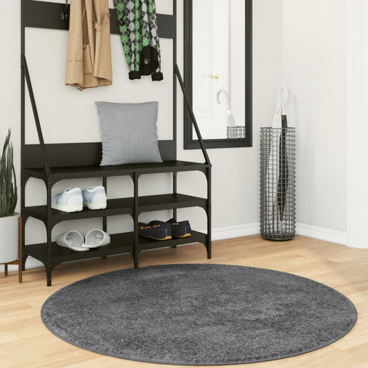 Tapis OVIEDO poils ras anthracite Ø 120 cm