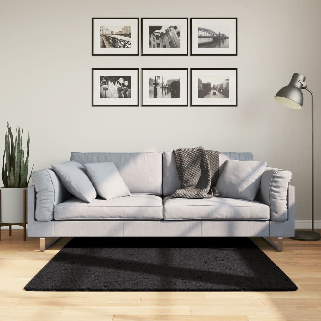 Tapis OVIEDO poils courts Noir 120x120 cm