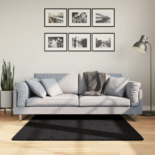 OVIEDO Short Pile Rug Black 120x120 cm