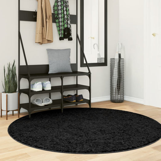 OVIEDO Black Short Pile Rug Ø 160 cm