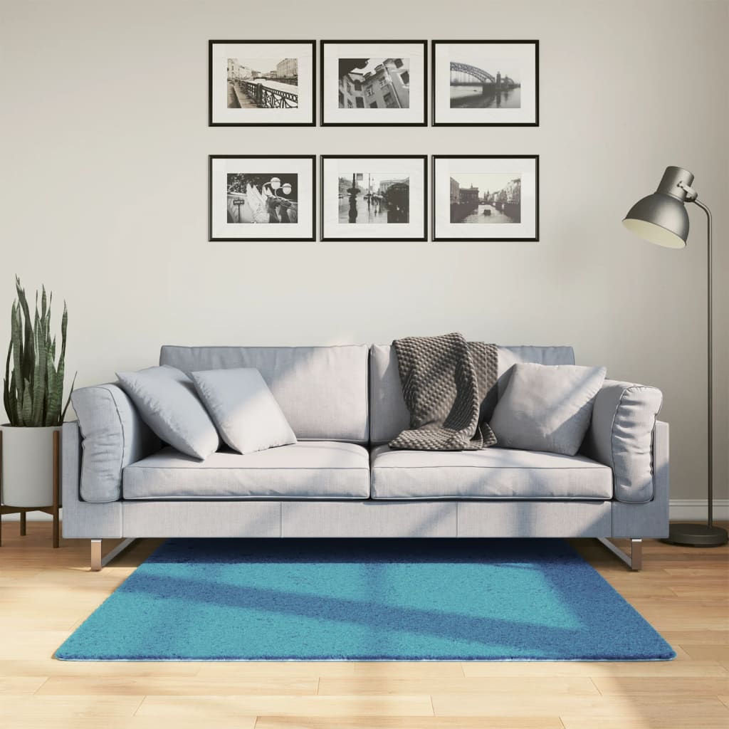 Tapis OVIEDO Poils courts Turquoise 120x120 cm
