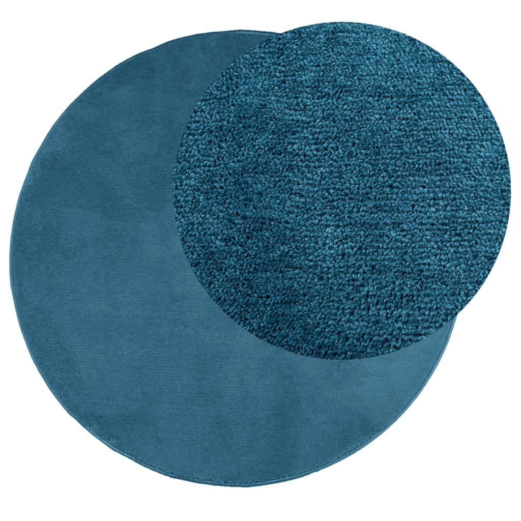Tapis OVIEDO à poils courts Turquoise Ø 120 cm