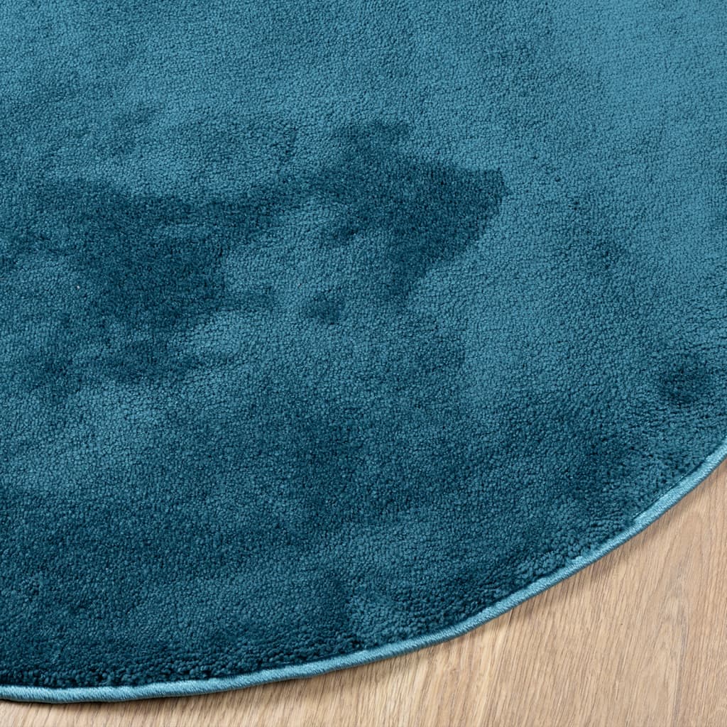 Tapis OVIEDO à poils courts Turquoise Ø 120 cm