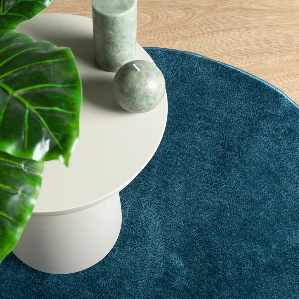 Tapis OVIEDO à poils courts Turquoise Ø 120 cm