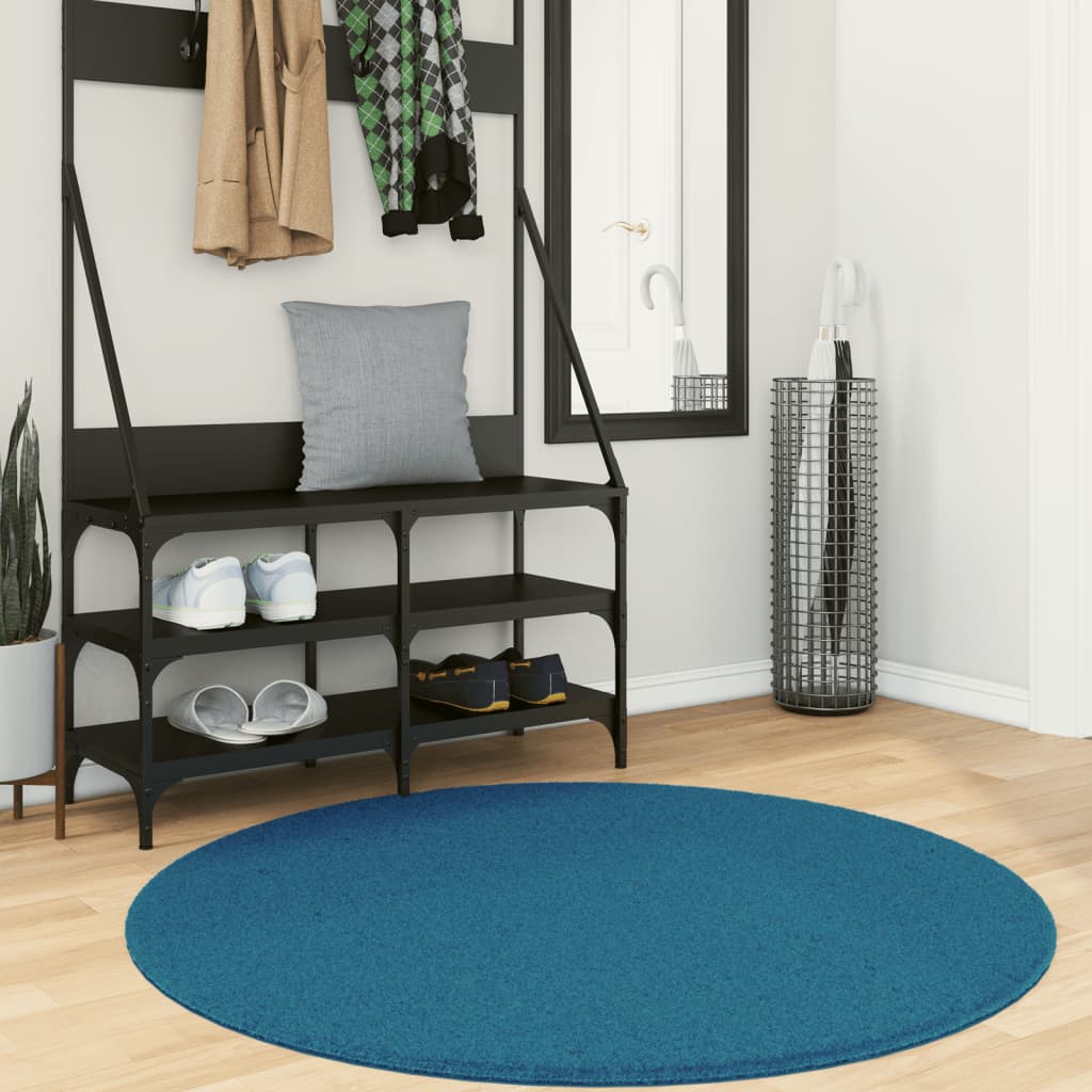 Tapis OVIEDO à poils courts Turquoise Ø 120 cm
