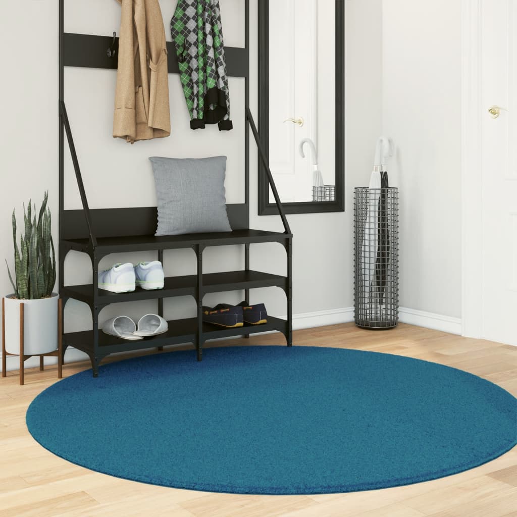 Tapis OVIEDO poils courts Turquoise Ø 160 cm