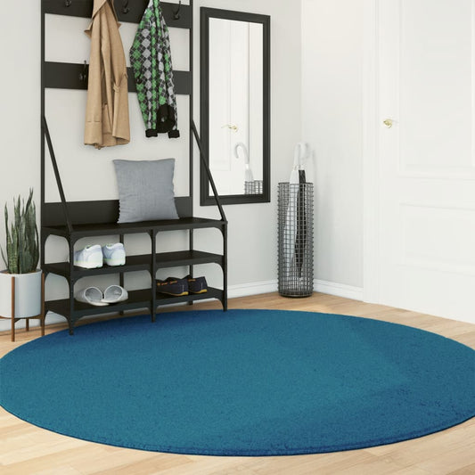 Rug OVIEDO Low Pile Turquoise Ø 200 cm