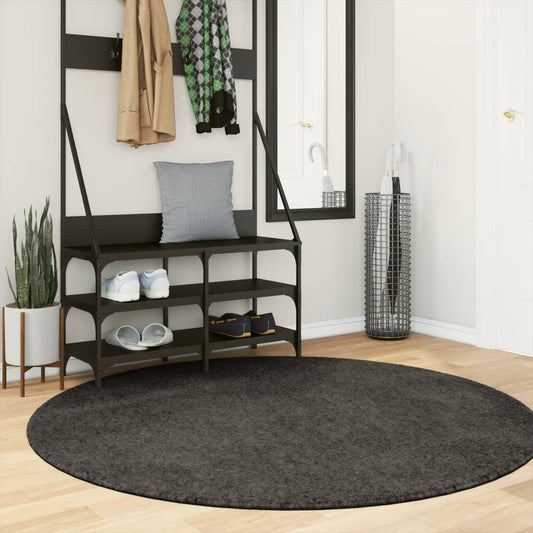 Carpet ISTAN High Pile Shimmer Anthracite Ø 160 cm