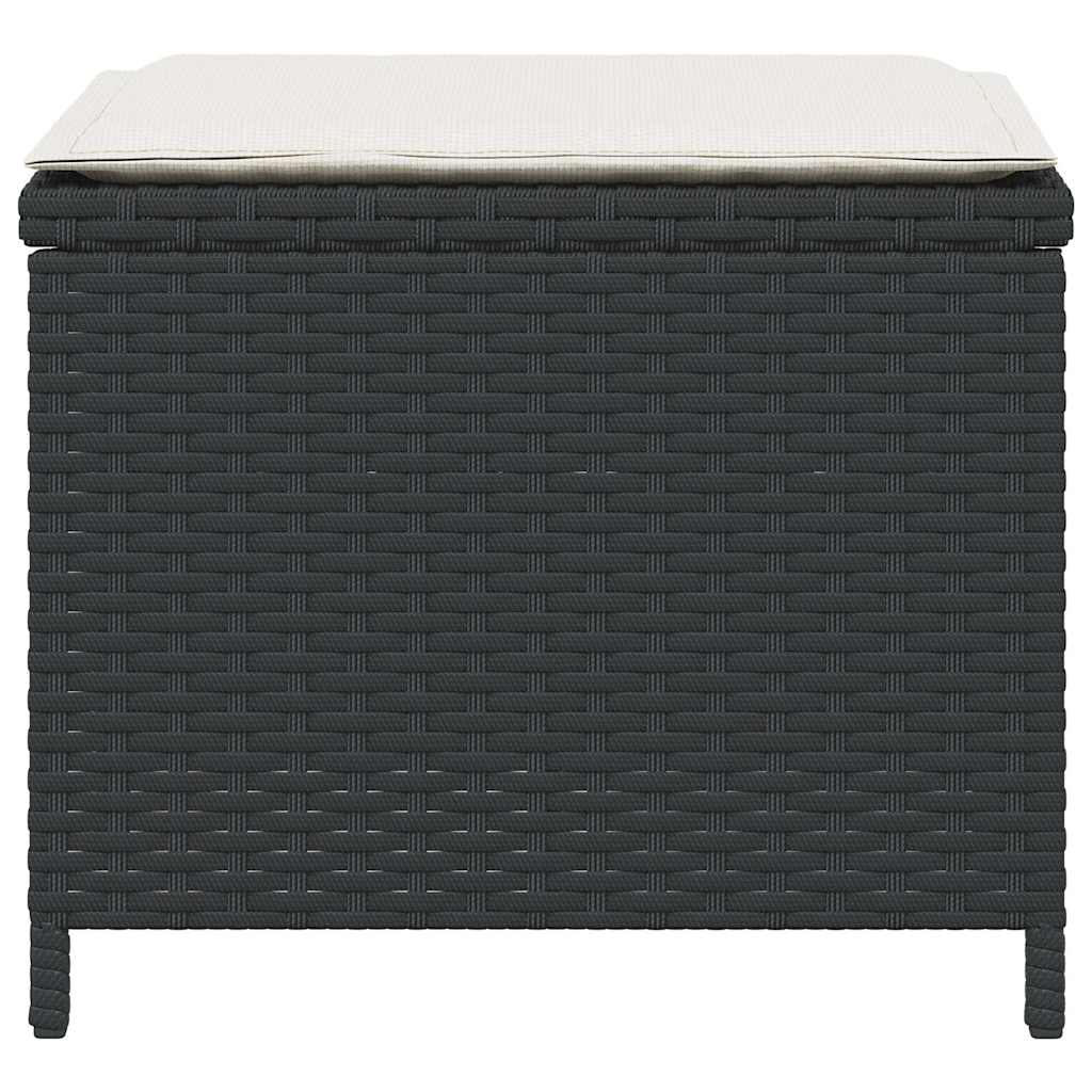 Gartenhocker mit Kissen 4 Stk. Schwarz 41x41x36 cm Poly Rattan