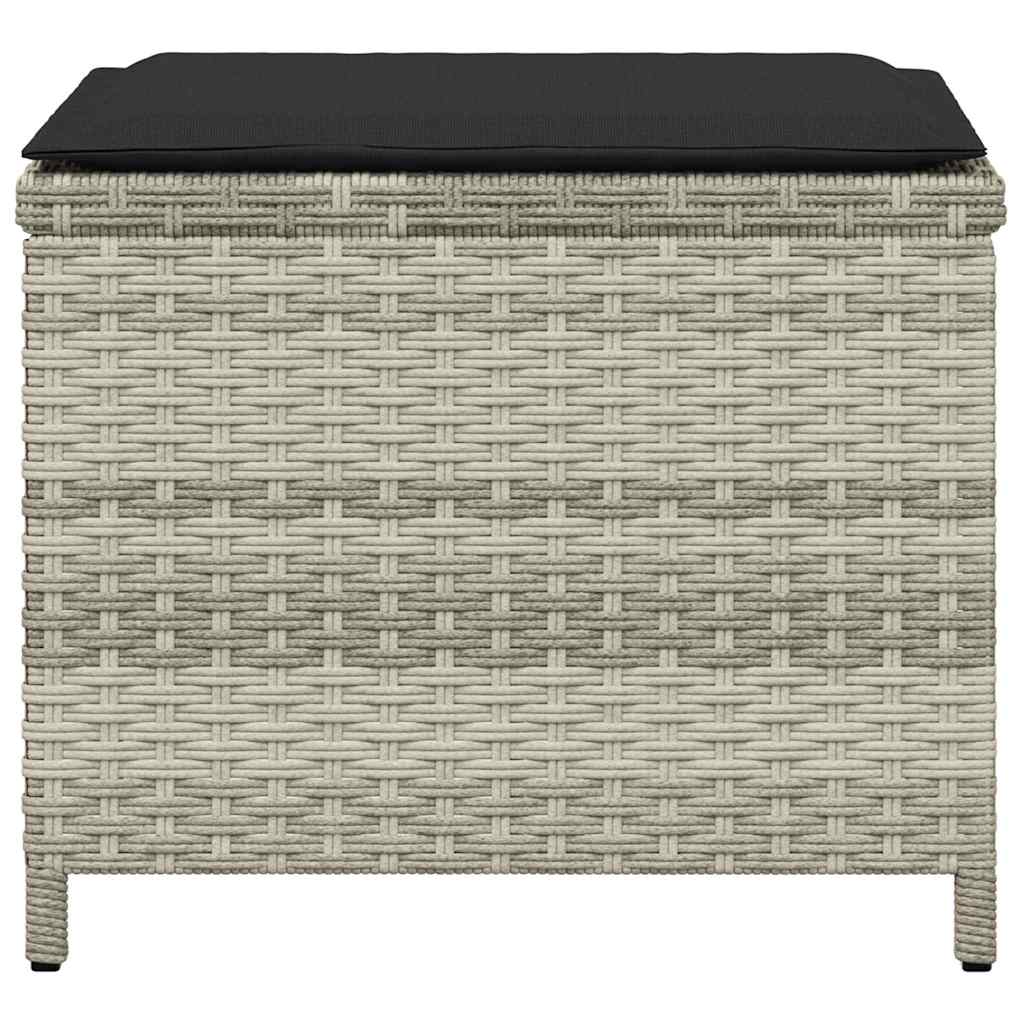 Gartenhocker mit Kissen 4 Stk. Hellgrau 41x41x36 cm Poly Rattan