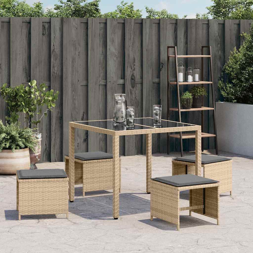Gartenhocker Kissen 4Stk. Beigemischung 41x41x36 cm Poly Rattan