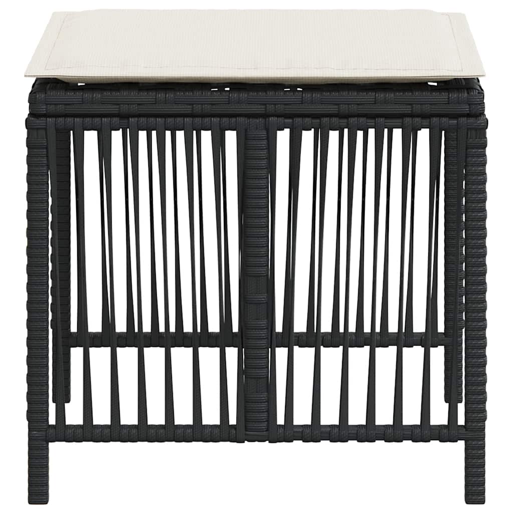 Gartenhocker mit Kissen 4 Stk. Schwarz 41x41x36 cm Poly Rattan