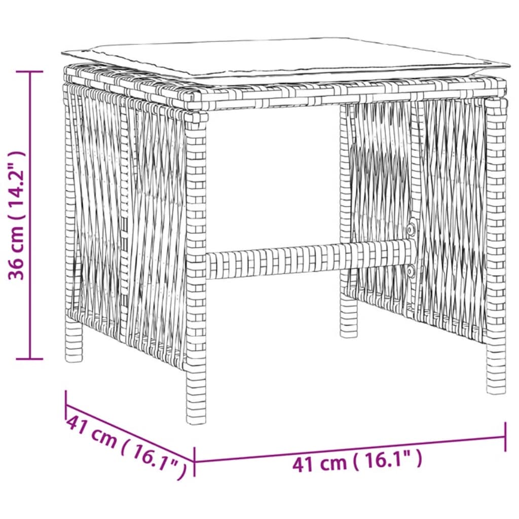 Gartenhocker Kissen 4Stk. Beigemischung 41x41x36 cm Poly Rattan