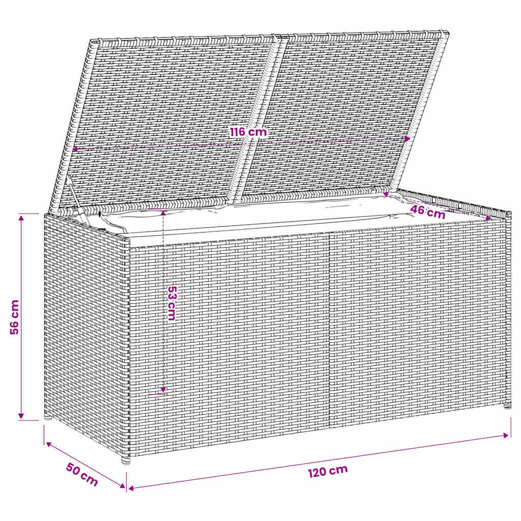 Gartentruhe Schwarz 283L Poly Rattan