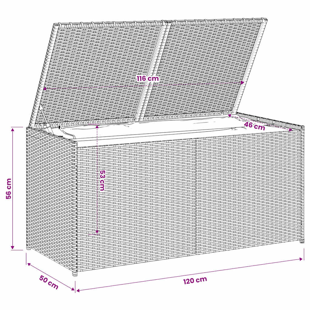 Gartentruhe Grau 283L Poly Rattan