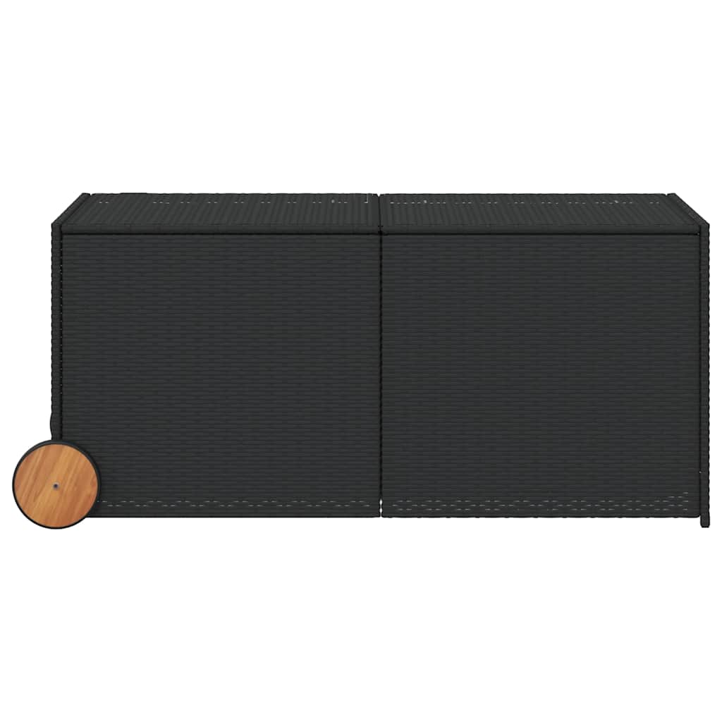 Gartentruhe mit Rollen Schwarz 283L Poly Rattan