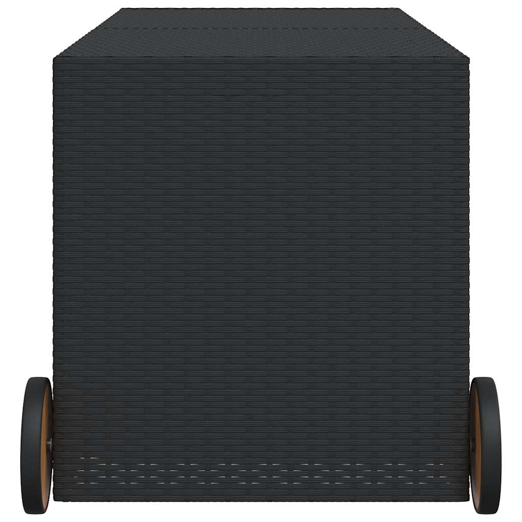 Gartentruhe mit Rollen Schwarz 283L Poly Rattan