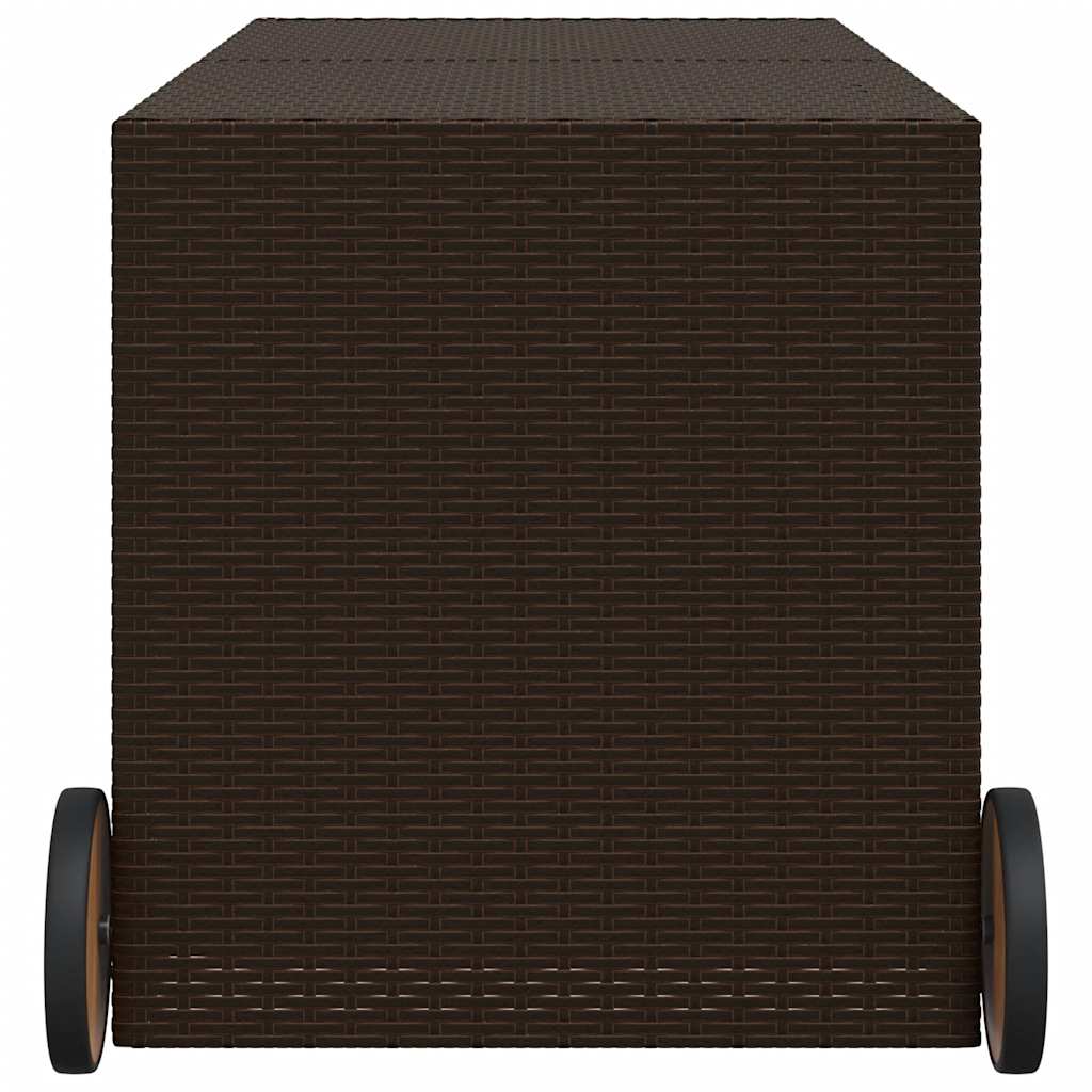 Gartentruhe mit Rollen Braun 283L Poly Rattan