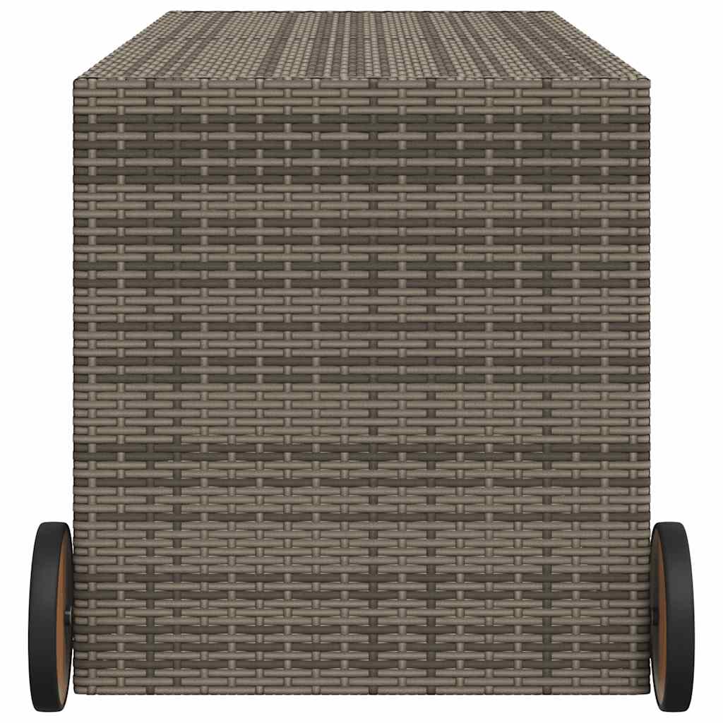Gartentruhe mit Rollen Grau 283L Poly Rattan
