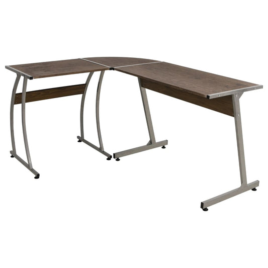 Bureau d'angle marron en bois d'ingénierie