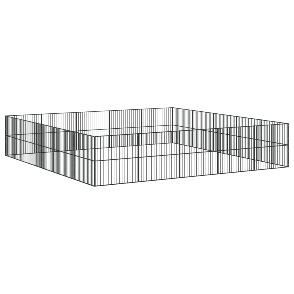 Hundelaufstall 20-tlg. Schwarz Verzinkter Stahl