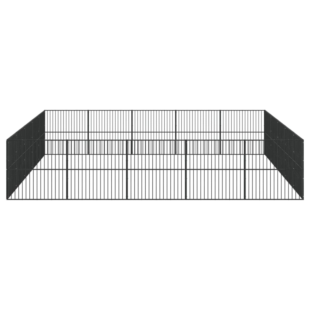 Hundelaufstall 20-tlg. Schwarz Verzinkter Stahl