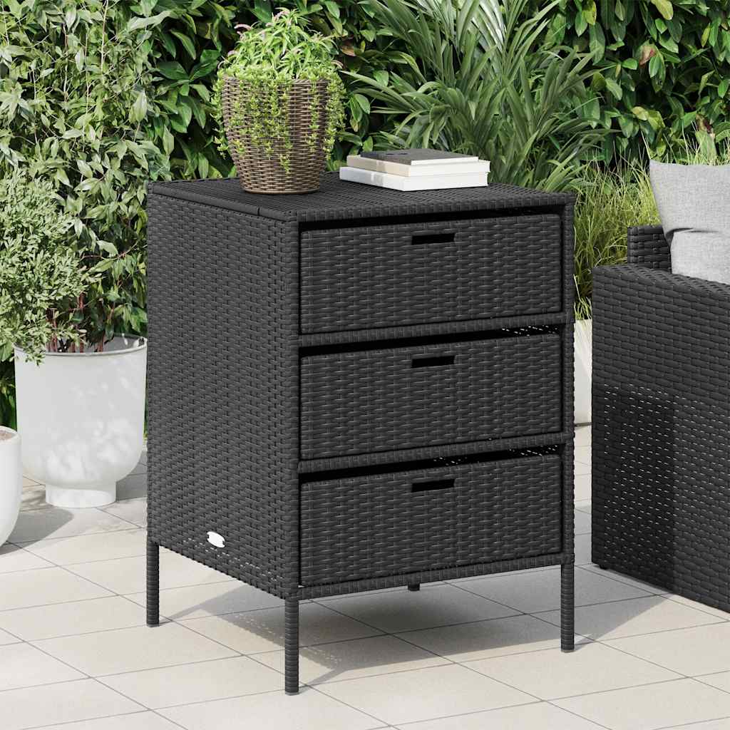 Gartenschrank Schwarz 55x59x80 cm Poly Rattan