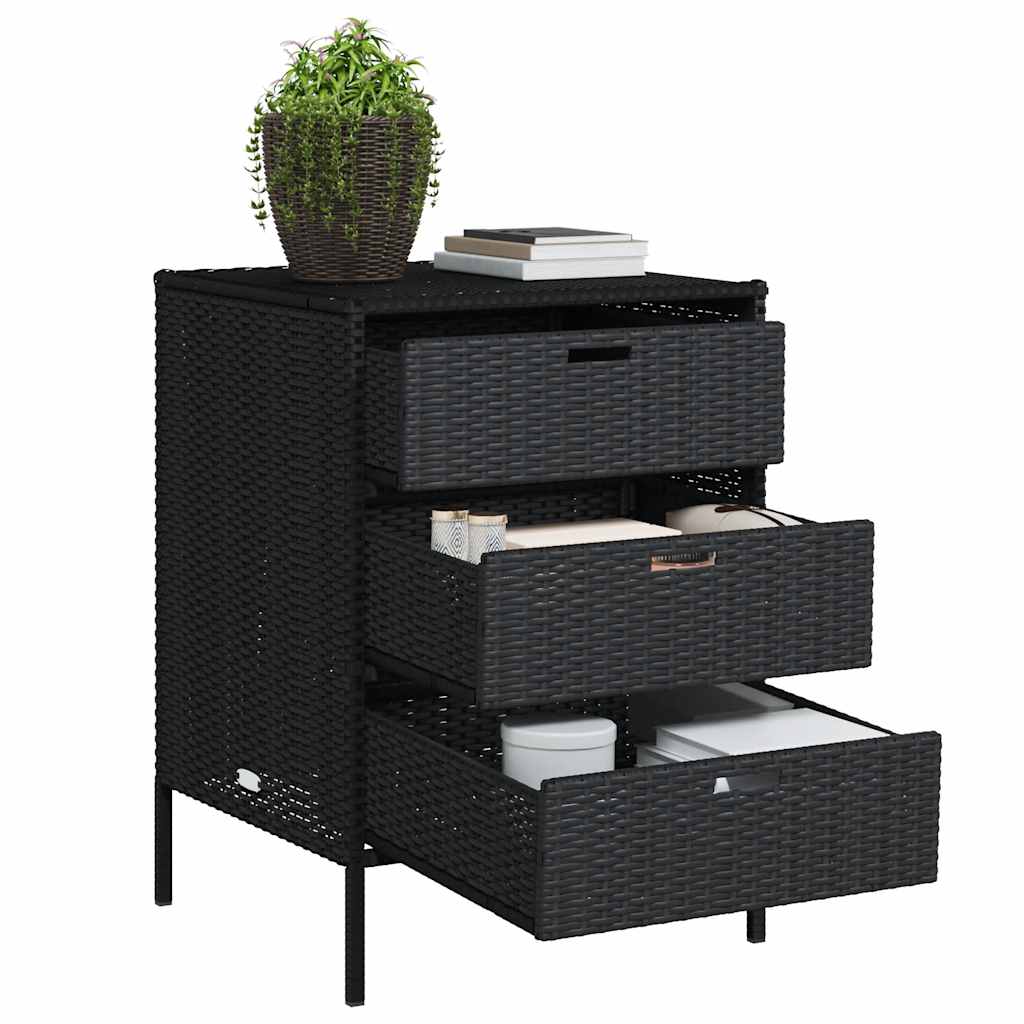 Gartenschrank Schwarz 55x59x80 cm Poly Rattan