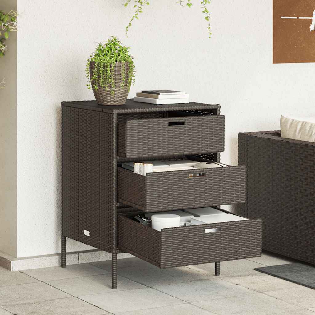 Gartenschrank Braun 55x59x80 cm Poly Rattan